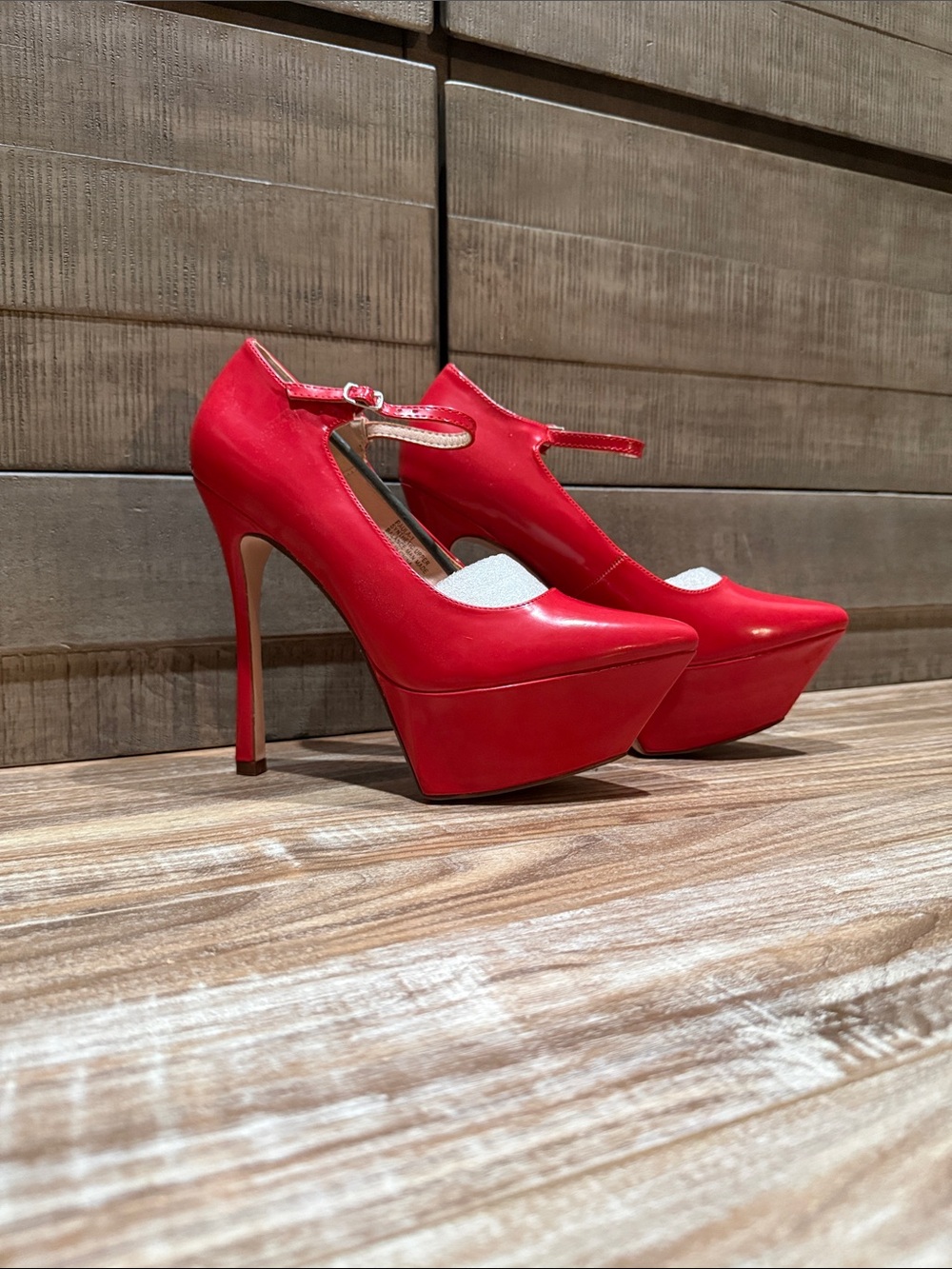 Bold Red Platform Mary Jane Stiletto Heels